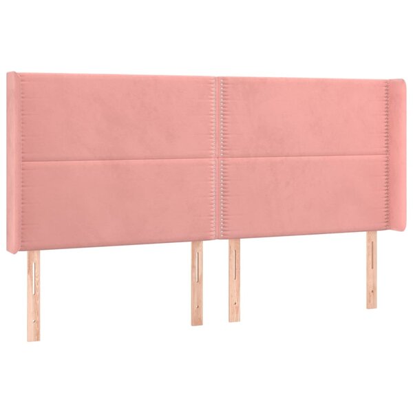 vidaXL Tête de lit avec oreilles Rose 203x16x118/128 cm Velours