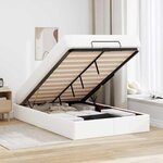 vidaXL Cadre de lit avec matelas Blanc pur 120 x 190 cm Faux cuir