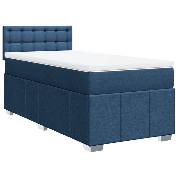 vidaXL Sommier à lattes de lit avec matelas Bleu 100x200 cm Tissu
