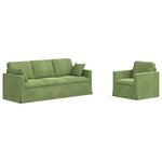 vidaXL Ensemble de Canapés 2 pc Vert clair Velours