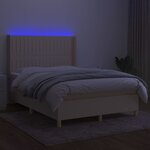 vidaXL Sommier à lattes de lit matelas et LED Crème 140x190 cm Tissu
