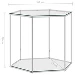 vidaXL Table basse Argenté 60x53x50 cm Acier inoxydable et verre