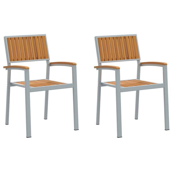 vidaXL Chaise empilable 2 pc Marron Bois d'Acacia Massif Empilable