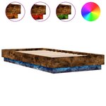 vidaXL Cadre de lit avec lumières LED chêne fumé 90x200 cm