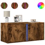 vidaXL Meuble TV mural avec lumières LED chêne fumé 80x31x35 cm