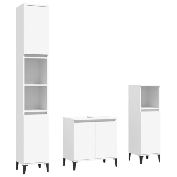 vidaXL Ensemble de meubles salle de bain 3 Pièces blanc bois d'ingénierie