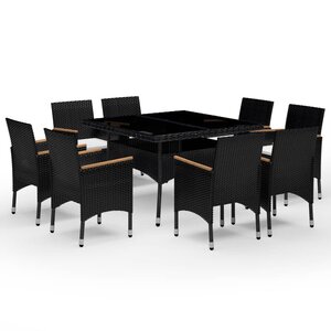 vidaXL Ensemble à manger de jardin 9 Pièces Résine tressée et acacia Noir