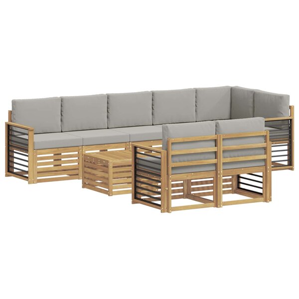 vidaXL Ensemble de canapés d'extérieur 9 Pièces Blanc et gris clair