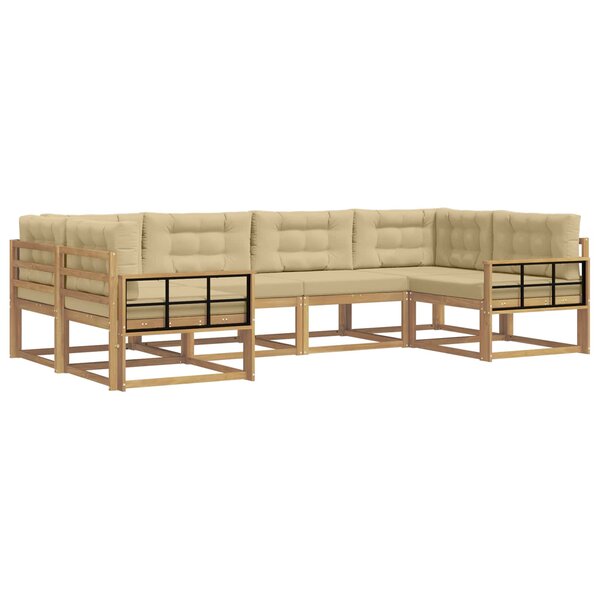 vidaXL Ensemble de canapés d'extérieur 6 pc Blanc et Beige