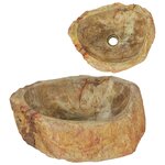 vidaXL Évier 45x35x15 cm Pierre fossile Crème