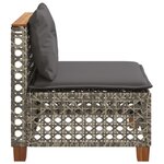 vidaXL Canapé de jardin sans accoudoirs coussins gris résine tressée