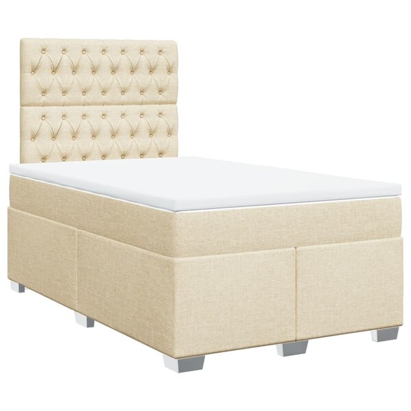 vidaXL Sommier à lattes de lit avec matelas crème 120x190 cm tissu