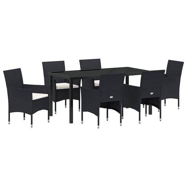 vidaXL Ensemble de salle à manger pour jardin 7 Pièces Noir polyrotin
