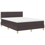 vidaXL Lit à ressort avec matelas & LED marron foncé 140x190 cm en tissu