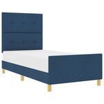 vidaXL Cadre de lit avec tête de lit Bleu 100 x 200 cm tissu