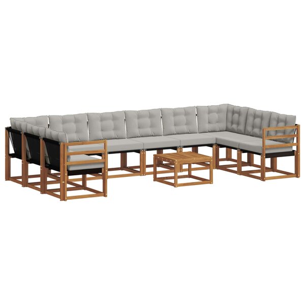vidaXL Ensemble de canapés d'extérieur 11 pc Gris Naturel et Clair