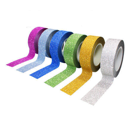 Masking tape pailleté 1 5 cm 6 rubans glitter