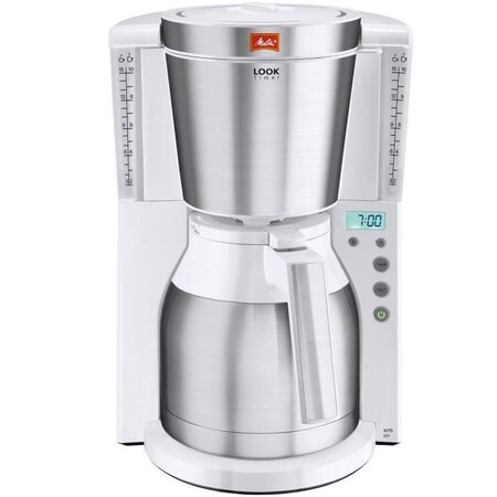 Melitta cafétiere look iv therm timer 1011-15 blanc/acier brossé