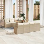 vidaXL Ensemble de canapé de jardin 9 Pièces Beige Poly rotin