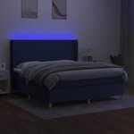 vidaXL Sommier à lattes de lit matelas et LED Bleu 160x200 cm Tissu