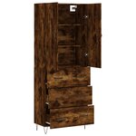 vidaXL Buffet haut Chêne fumé 69 5x34x180 cm Bois d'ingénierie
