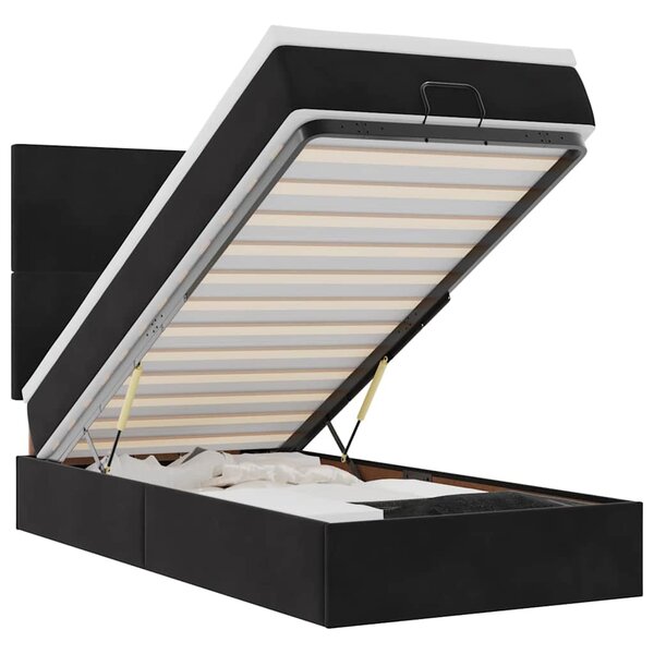 vidaXL Cadre de lit ottoman avec matelas noir 90x200 cm velours