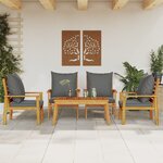 vidaXL Salon de jardin avec coussins 5 Pièces Bois d'acacia solide