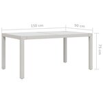 vidaXL Table de jardin 150x90x75 cm Verre trempé/résine tressée Blanc