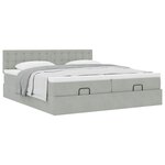 vidaXL Cadre de lit ottoman avec matelas gris clair 200x200 cm velours