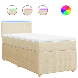 vidaXL Sommier à lattes de lit avec matelas Crème 90x200 cm Tissu