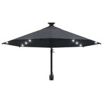 vidaXL Parasol mural avec mât métallique et LED 300 cm Anthracite