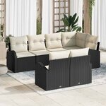 vidaXL Ensemble de canapé de jardin 7 Pièces Noir  blanc Poly rotin