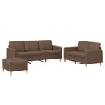 vidaXL Ensemble de canapés 3 Pièces avec coussins Marron Tissu