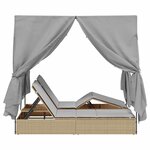 vidaXL Transat double avec toit Beige 205 x 129 x 200 cm Rattan PE