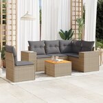 vidaXL Salon de jardin avec coussins 6 Pièces beige résine tressée