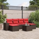 vidaXL Salon de jardin avec coussins 7 Pièces marron résine tressée