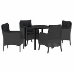 vidaXL Ensemble de salle à manger pour jardin 5 Pièces Noir Poly rotin