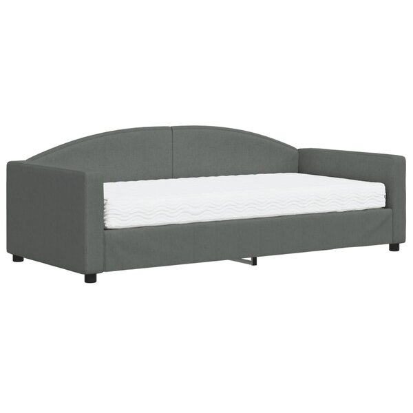 vidaXL Lit de jour avec matelas gris foncé 90x190 cm tissu