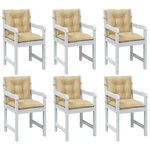 vidaXL Coussins de chaise à dossier bas lot de 6 beige mélangé tissu