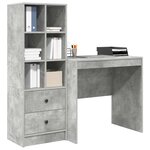 vidaXL Bureau avec tiroir 2 Pièces Gris béton