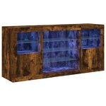 vidaXL Buffet avec lumières LED chêne fumé 142 5x37x67 cm