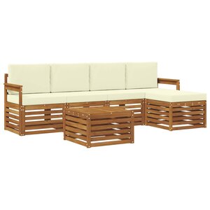 vidaXL Ensemble de canapés d'extérieur 6 pc Naturel et Crème