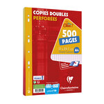 Copie doubles Seyes Grand carreaux Paquet de 300 + 200 gratuit, Blanc CLAIREFONTAINE