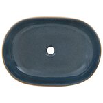 vidaXL Vasque à poser sable et bleu ovale 59x40x14 cm céramique