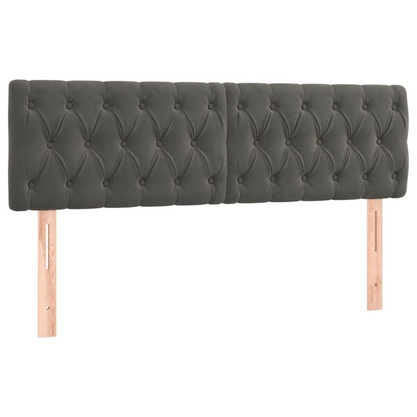 vidaXL Têtes de lit 2 Pièces Gris foncé 72x7x78/888 cm Velours