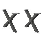 vidaXL Pieds de table basse en forme de X  2 pièces  anthracite  50 x (30-31) cm  acier