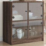 vidaXL Armoire latérale avec portes en verre chêne marron 68x37x75 5cm