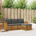 vidaXL Ensemble de canapés d'extérieur 4 Pièces Naturel et Anthracite