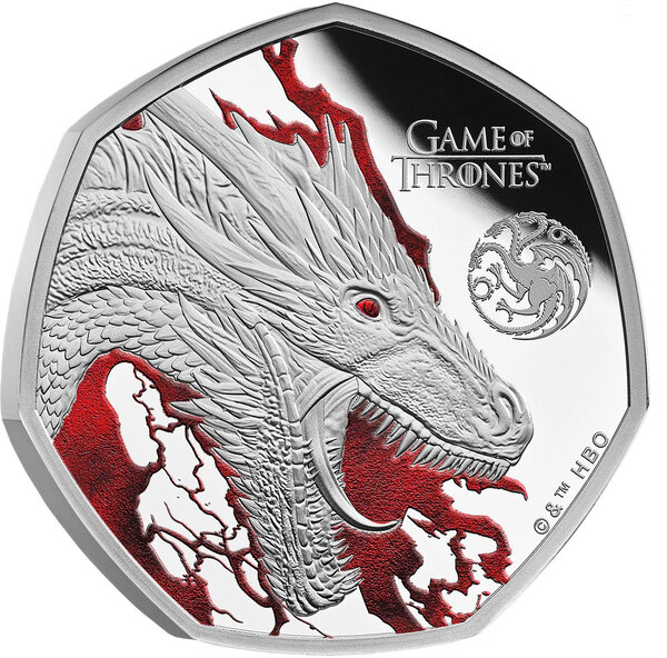 Monnaie FIRE Game of Thrones Argent 50 Pence United Kingdom 2026 (PRÉCOMMANDE)