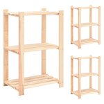 vidaXL Étagères de rangement à 3 niveaux 3 Pièces 60x38x90 cm Pin 150 kg